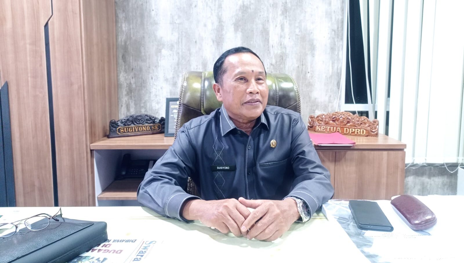 Ketua DPRD Samarinda, Sugiono ditemui usai rapat Paripurna Sidang II membahas APBD Perubahan 2022