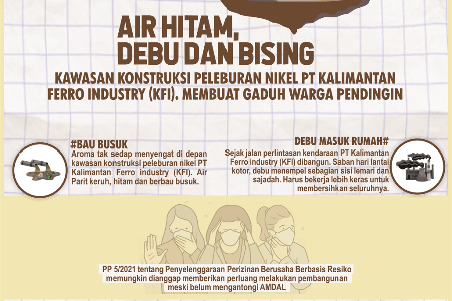 Kekhawatiran warga--air hitam, debu dan bising kawasan konstruksi peleburan nikel PT KFI (InfografisDarmanwansyah)