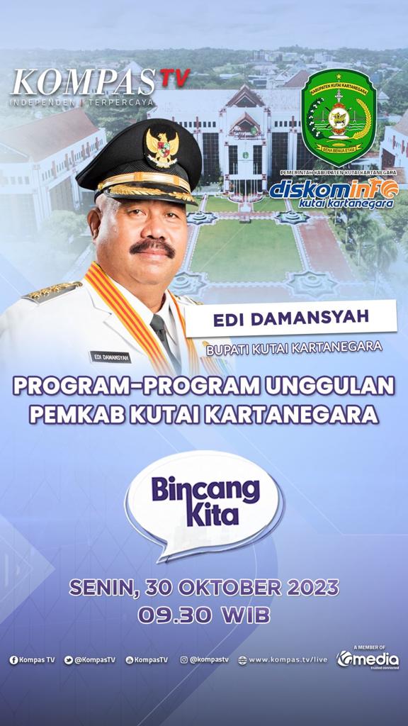 Acara Bincang Kita Komas TV menghadirkan Bupati Kukar, Edi Damansyah, sampaikan tentang Program Unggulan dan Capaiannya.
