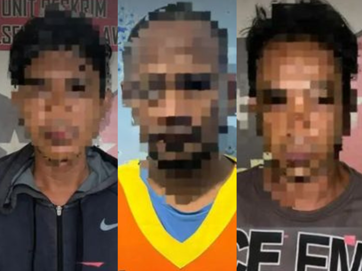 Potret tiga orang pelaku yang ditangkap atas kasus curanmor di Muara Jawa, Kutai Kartanegara. (Foto/IST)