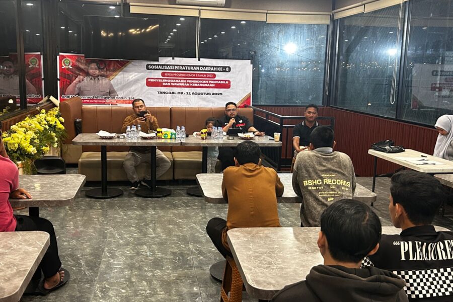 Sosialisasi Perda Nomor 9 Tahun 2023 tentang Pendidikan Pancasila dan Wawasan Kebangsaan di Samarinda, Anggoota DPRD Kaltim, Andi Afif Rayhan Harun.